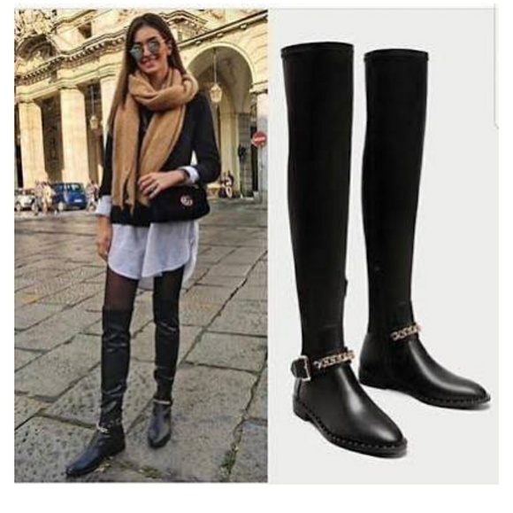 SOLD!!!NEW FLAT OVER THE KNEE ZARA BOOTS - Picture 6 of 8